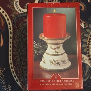 Red Candle with Decorative Holder NIB